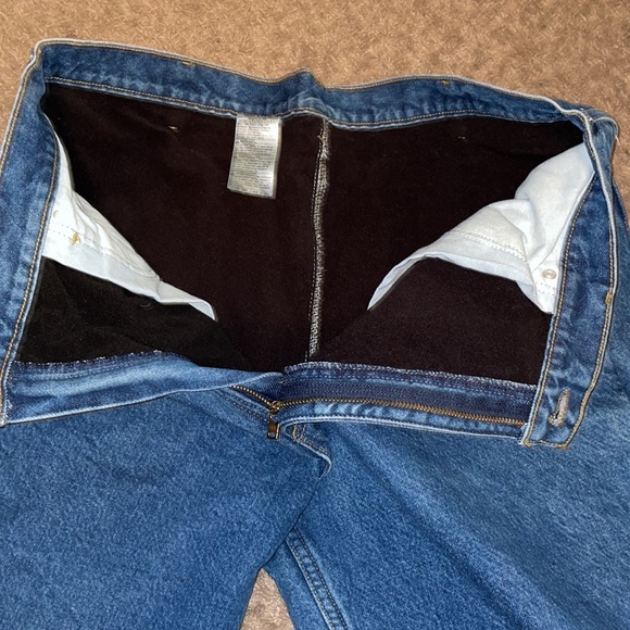 Carhartt fleece lined dark wash outdoor work straight leg jeans - Picture 9 of 9